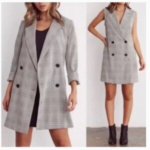 VETTA Women's Large The Blazer Convertible 5 in 1 Black White Jacket Vest Dress